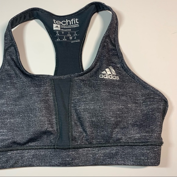 Adidas Small Heather Grey tech fit Racerback compression sports bra - Picture 3 of 9
